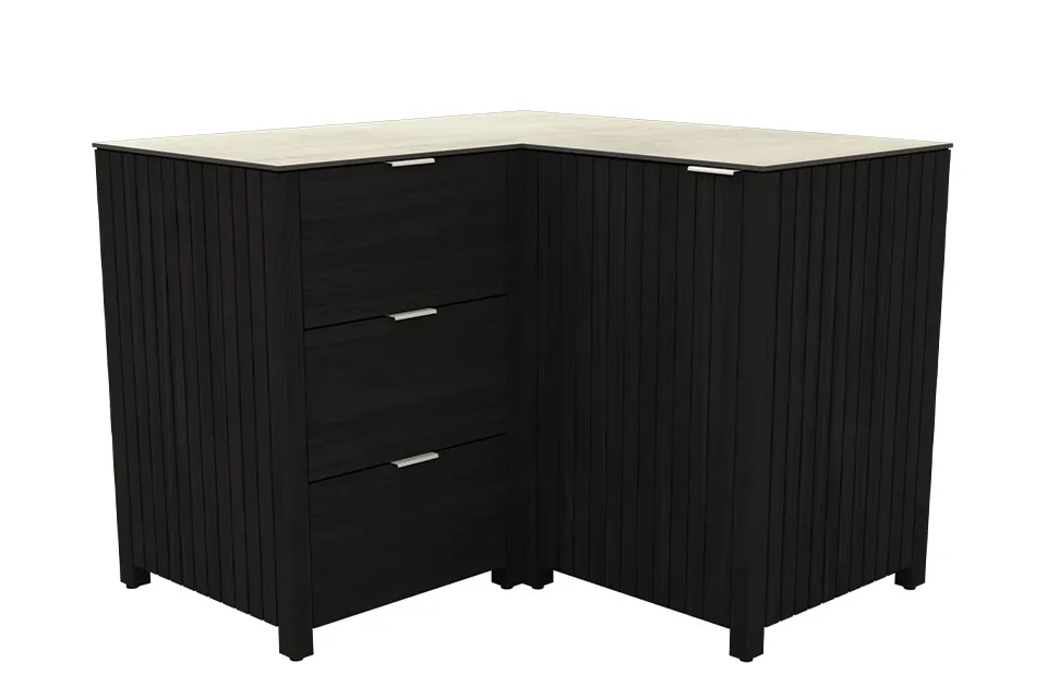 Passion Grills | Buitenkeuken Onderdeel | Leon Buitenkeukenkast Hoek 3 Lades + Deur | 118 x 118 cm