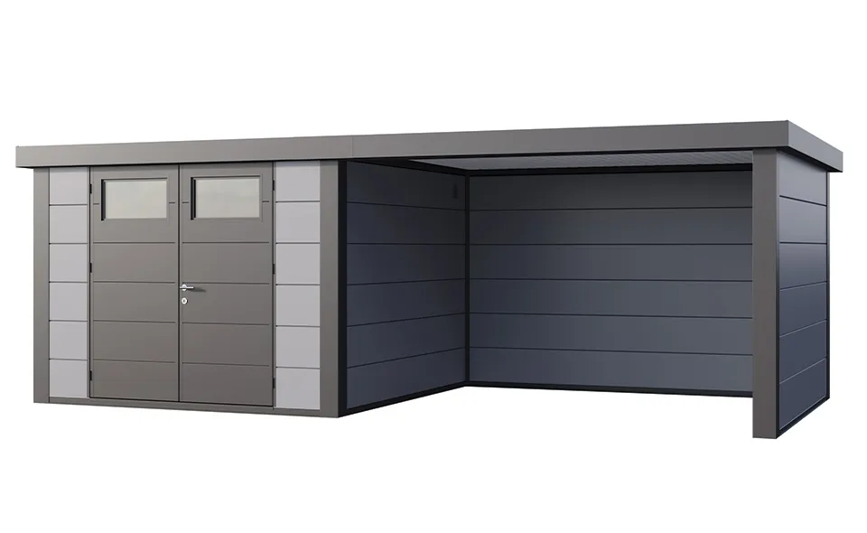 Telluria | Tuinhuis Classico 3030 met Overkapping Lounge Large | Rechts | Lichtgrijs