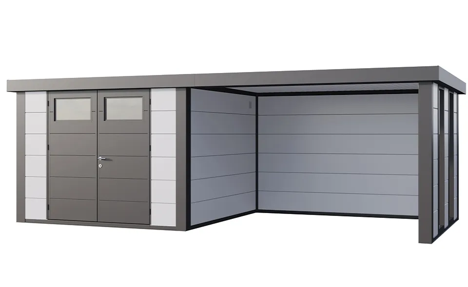 Telluria | Tuinhuis Classico 3030 met Overkapping Lounge Large met Ramen | Rechts | Wit-Antraciet