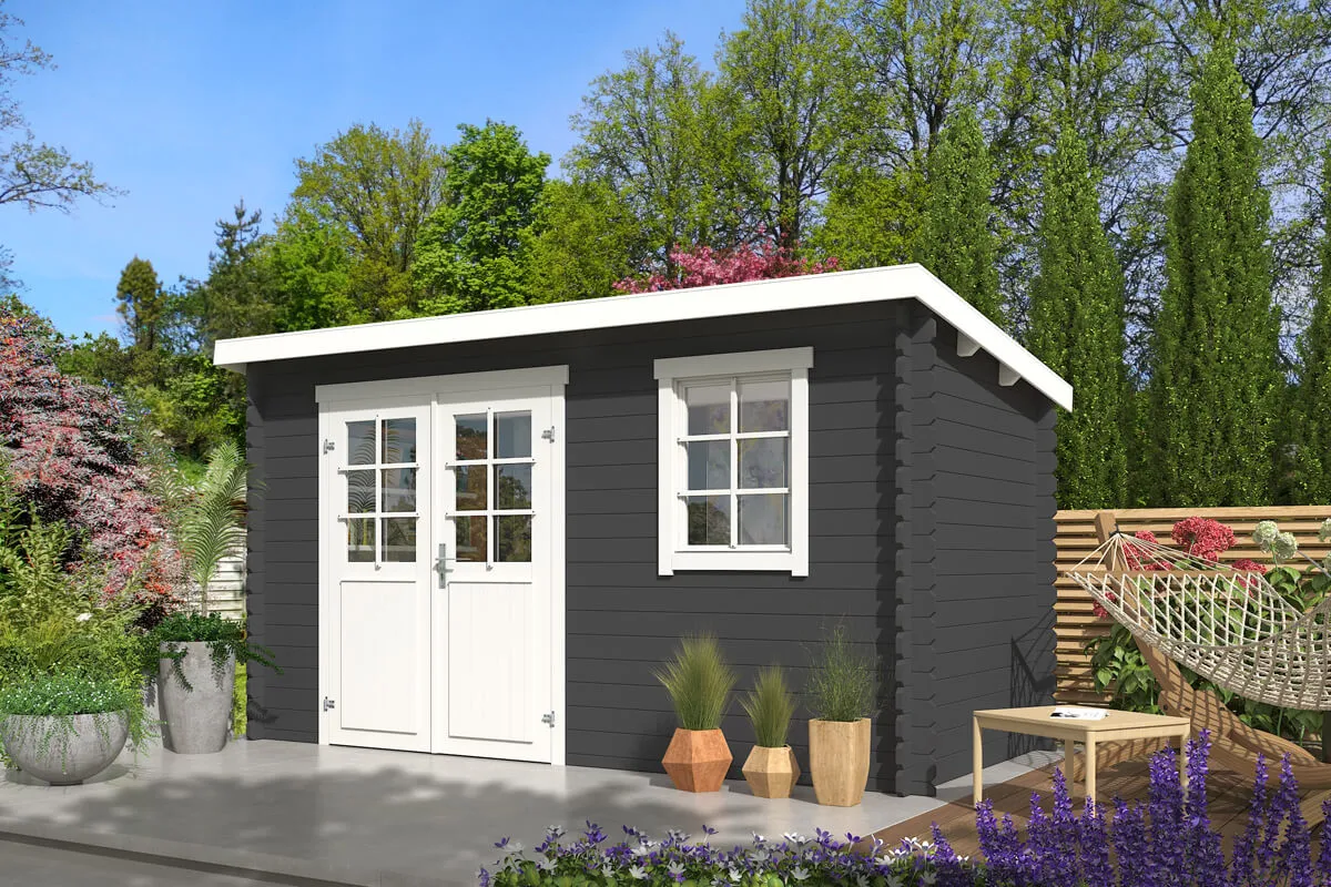 Outdoor Life Products | Tuinhuis Amira 380 x 175 | Gecoat | Carbon Grey-Wit