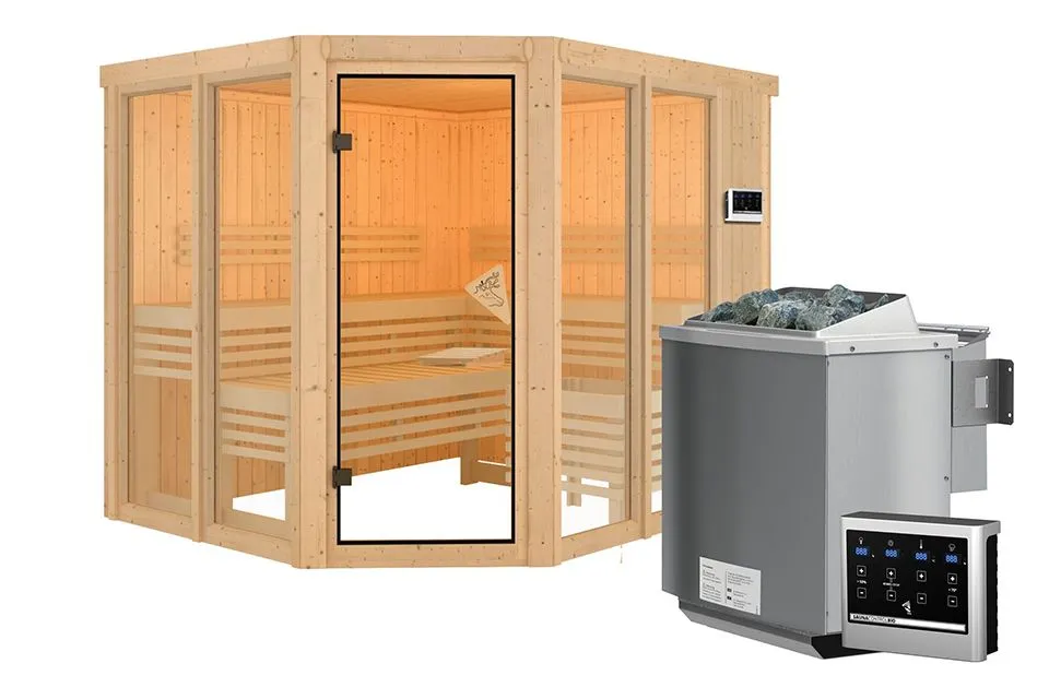 Karibu | Ainur 3 Sauna | Biokachel 9 kW Externe Bediening