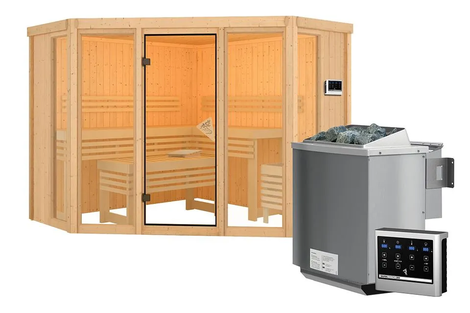 Karibu | Alcinda 2 Sauna | Biokachel 9 kW Externe Bediening