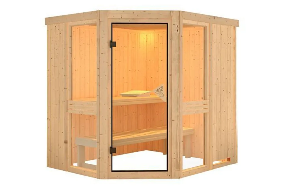 Karibu | Amelia 1 Sauna | Bronzeglas Deur