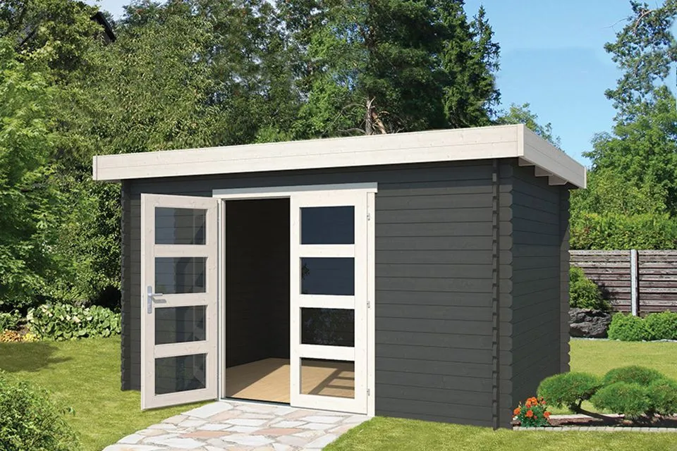 Outdoor Life Products | Tuinhuis Mikkel 380 x 275 | Gecoat | Carbon Grey-Wit