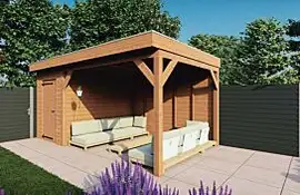 Fonteyn | Tuinhuis met Overkapping Traditioneel 5500 x 3300 | Onbehandelde Douglas Wanden
