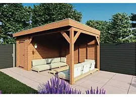Fonteyn | Tuinhuis met Overkapping Traditioneel 5500 x 3300 | Onbehandelde Douglas Wanden