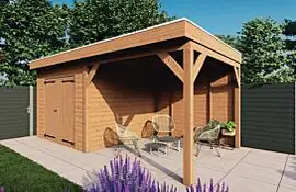 Fonteyn | Tuinhuis met Overkapping Traditioneel 5950 x 3300 | Onbehandelde Douglas Wanden