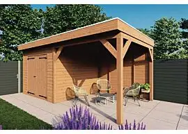 Fonteyn | Tuinhuis met Overkapping Traditioneel 5950 x 3300 | Onbehandelde Douglas Wanden