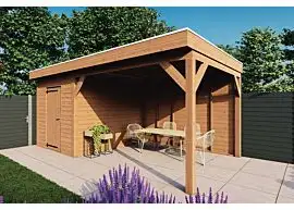 Fonteyn | Tuinhuis met Overkapping Traditioneel 6100 x 3300 | Onbehandelde Douglas Wanden