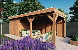 Fonteyn | Tuinhuis met Overkapping Traditioneel 7300 x 3300 | Onbehandelde Douglas Wanden
