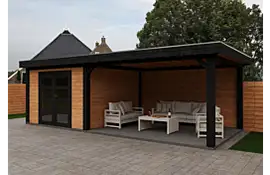Fonteyn | Tuinhuis Lynn met Overkapping 700 x 300 Exclusief