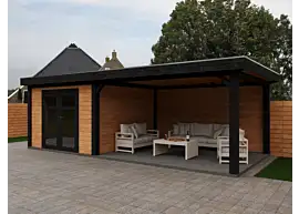 Fonteyn | Tuinhuis Lynn met Overkapping 700 x 300 Exclusief