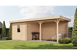 Lugarde Select | Tuinhuis Ede met Overkapping Rechts 250 + 400 x 250 | Onbehandeld