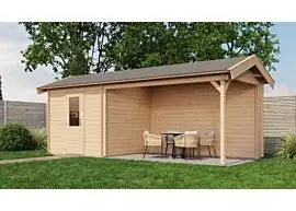 Lugarde Select | Tuinhuis Oldenzaal met Overkapping Rechts 250 + 400 x 250 | Onbehandeld