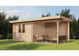 Lugarde Select | Tuinhuis Wageningen met Overkapping Rechts 300 + 300 x 250 | Onbehandeld