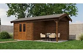 Lugarde Select Blokhut met overkapping Varsseveld 300x250cm + 300cm - Keteldruk Bruin