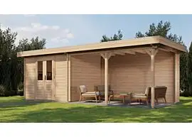 Lugarde Select | Tuinhuis Zandvoort met Overkapping Rechts 300 + 400 x 250 | Onbehandeld