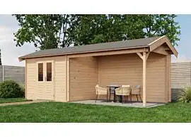 Lugarde Select | Tuinhuis Borne met Overkapping Rechts 300 + 400 x 250 | Onbehandeld