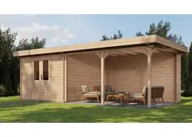 Lugarde Select | Tuinhuis Harderwijk met Overkapping Rechts 300 + 400 x 300 | Onbehandeld