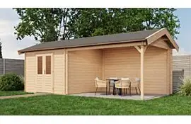 Lugarde Select Blokhut met overkapping Epe 300x300cm + 400cm - Onbehandeld