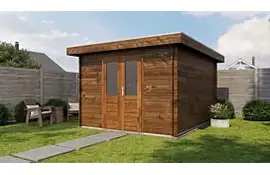 Lugarde Select Blokhut Barneveld 300x400cm - Keteldruk Bruin
