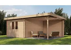 Lugarde Select | Tuinhuis Tiel met Overkapping Rechts 300 + 300 x 400 | Onbehandeld
