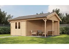Lugarde Select | Tuinhuis Hattem met Overkapping Rechts 300 + 300 x 400 | Onbehandeld