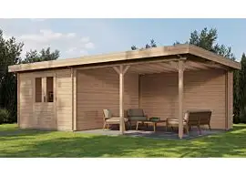 Lugarde Select | Tuinhuis Culemborg met Overkapping Rechts 300 + 400 x 400 | Onbehandeld
