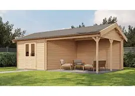 Lugarde Select | Tuinhuis Haaksbergen met Overkapping Rechts 300 + 400 x 400 | Onbehandeld