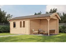 Lugarde Select | Tuinhuis Holten met Overkapping Rechts 400 + 300 x 300 | Onbehandeld