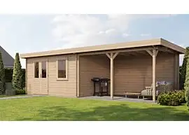 Lugarde Select | Tuinhuis Huissen met Overkapping Rechts 400 + 400 x 300 | Onbehandeld