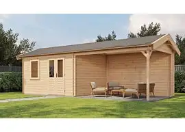 Lugarde Select | Tuinhuis Voorst met Overkapping Rechts 400 + 400 x 300 | Onbehandeld