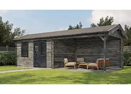 Lugarde Select | Tuinhuis Voorst met Overkapping Rechts 400 + 400 x 300 | Keteldruk Grijs