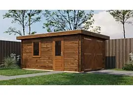 Lugarde Select | Tuinhuis Eibergen met Garagedeur 350 x 500 | Keteldruk Bruin