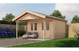 Lugarde Select Blokhut met overkapping Katwijk 400x300cm + 200cm - Onbehandeld