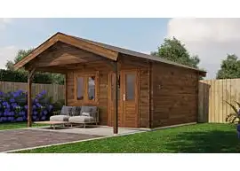 Lugarde Select | Tuinhuis Elburg met Overkapping 400 + 200 x 400 | Keteldruk Bruin