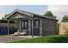 Lugarde Select | Tuinhuis Elburg met Overkapping 400 + 200 x 400 | Keteldruk Grijs