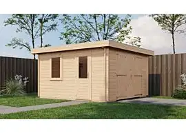 Lugarde Select | Tuinhuis Groenlo met Garagedeur 400 x 400 | Onbehandeld