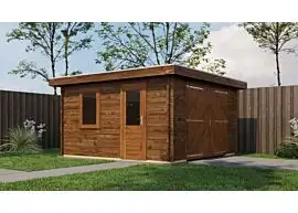 Lugarde Select | Tuinhuis Groenlo met Garagedeur 400 x 400 | Keteldruk Bruin
