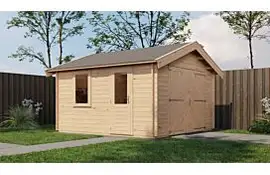 Lugarde Select Blokhut Maurik met garagedeur 400x400cm - Onbehandeld