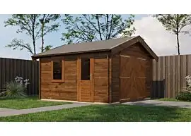 Lugarde Select | Tuinhuis Maurik met Garagedeur 400 x 400 | Keteldruk Bruin