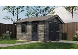 Lugarde Select | Tuinhuis Maurik met Garagedeur 400 x 400 | Keteldruk Grijs