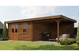 Lugarde Select | Tuinhuis Wehl met Overkapping Rechts 400 + 300 x 400 | Keteldruk Bruin