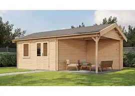Lugarde Select | Tuinhuis Oosterbeek met Overkapping Rechts 400 + 300 x 400 | Onbehandeld