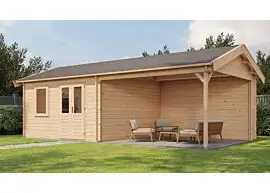Lugarde Select | Tuinhuis Rozendaal met Overkapping Rechts 400 + 400 x 400 | Onbehandeld