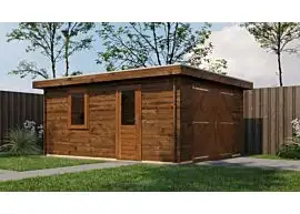 Lugarde Select | Tuinhuis Lochem met Garagedeur 400 x 500 | Keteldruk Bruin