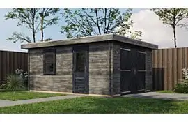 Lugarde Select Blokhut Lochem met garagedeur 400x500cm - Keteldruk Grijs