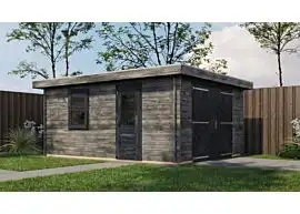 Lugarde Select | Tuinhuis Lochem met Garagedeur 400 x 500 | Keteldruk Grijs