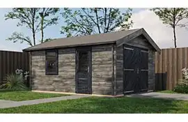 Lugarde Select Blokhut Kesteren met garagedeur 400x500cm - Keteldruk Grijs