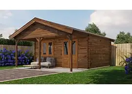 Lugarde Select | Tuinhuis Bennekom met Overkapping 500 + 200 x 400 | Keteldruk Bruin